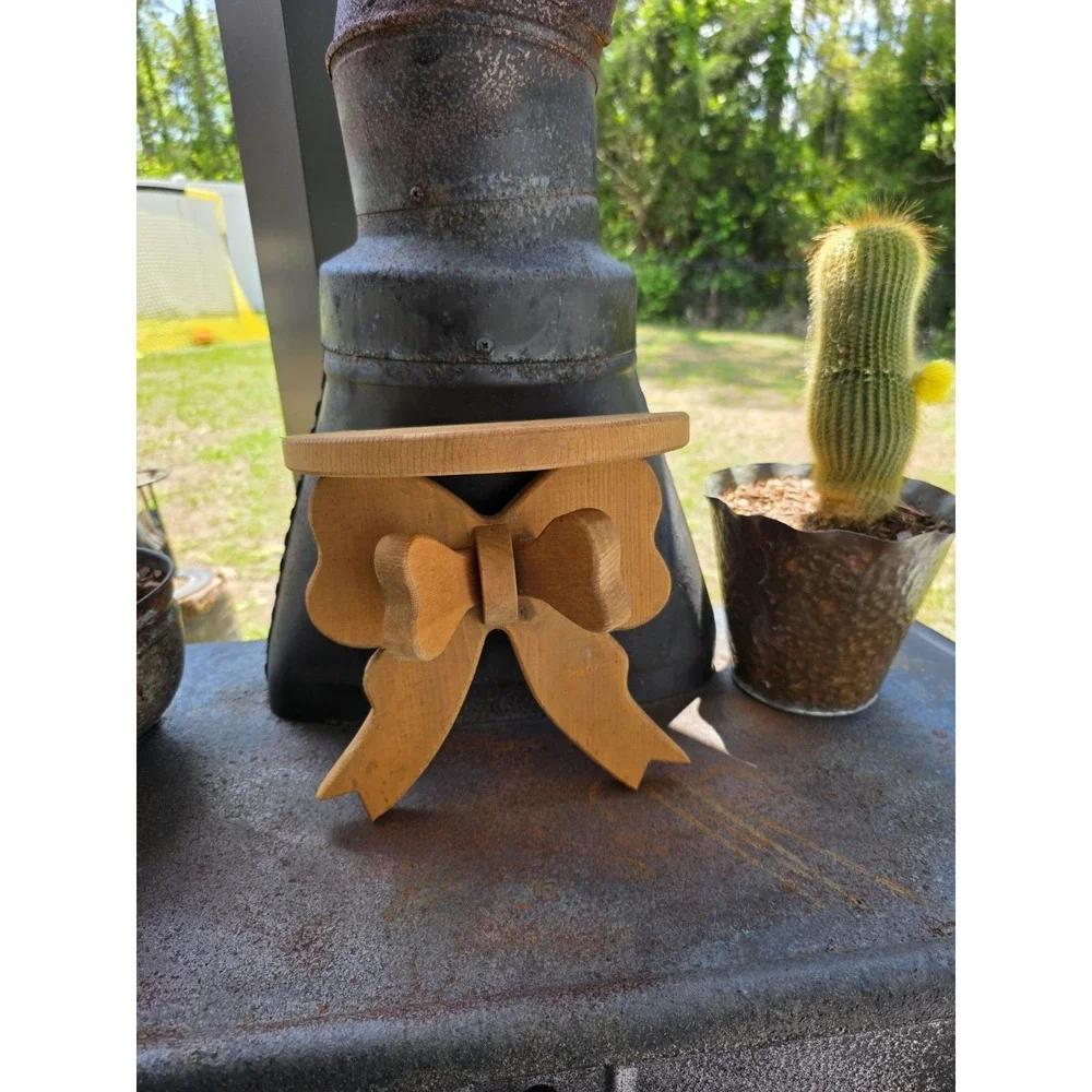 Wood Bow Wall Shelf Rustic Farmhouse Country Cottage Ribbon Decor Display